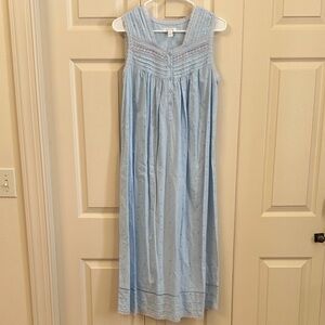 Charter Club Light Blue Sleeveless Lace 100% Cotton Nightgown